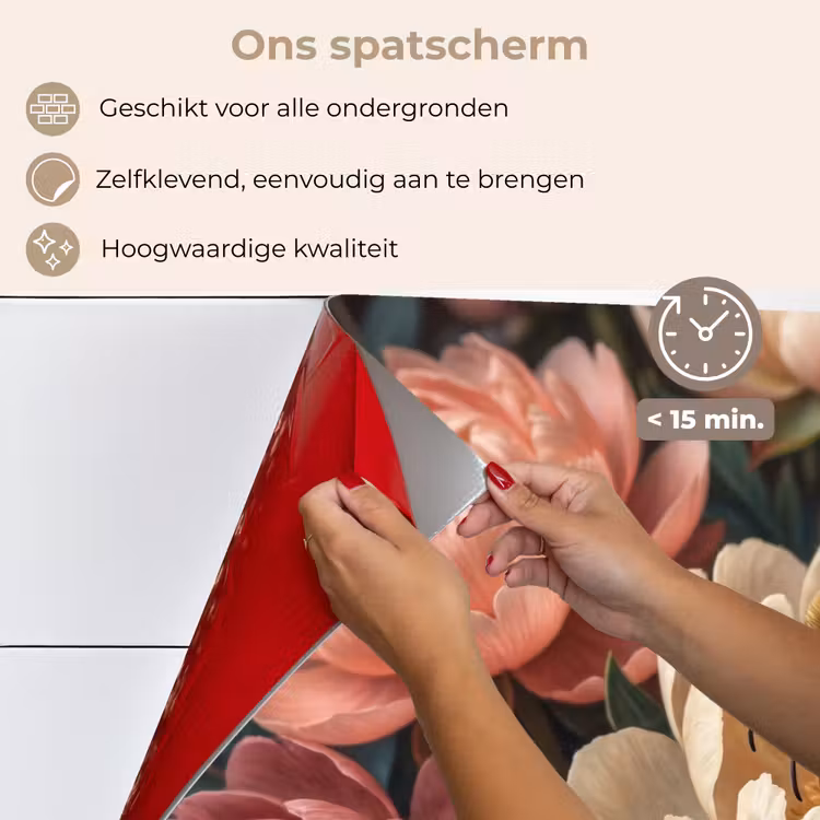 Spatscherm keuken - Bloemen - Insect - Natuur - Roze — 4