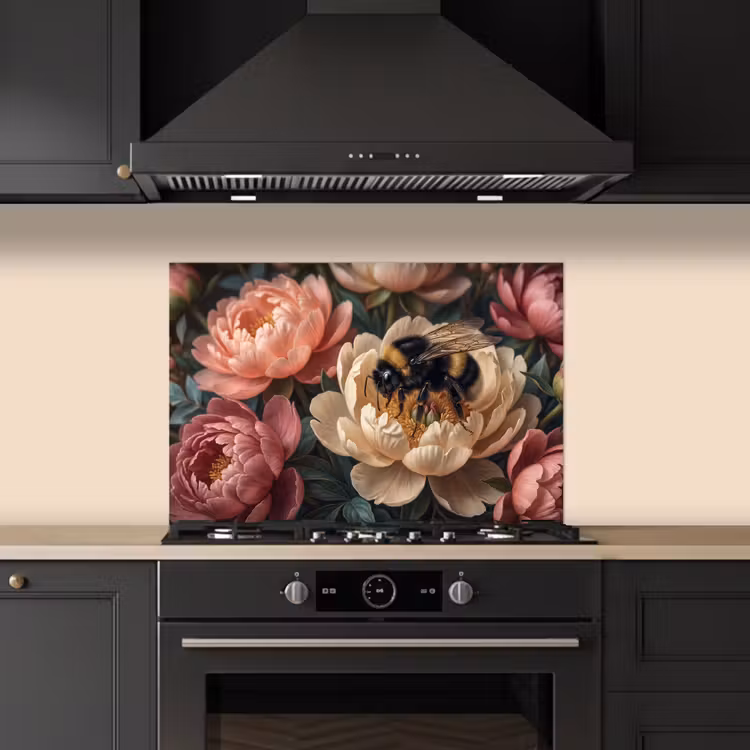 Spatscherm keuken - Bloemen - Insect - Natuur - Roze — 5