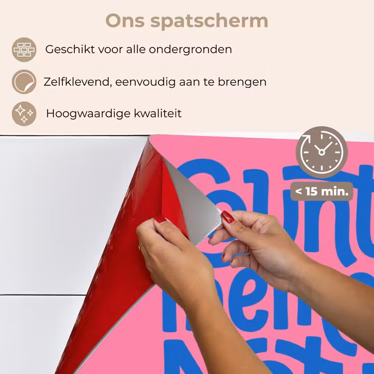 Spatscherm keuken - Memories - Roze - Blauw - Quote — 3