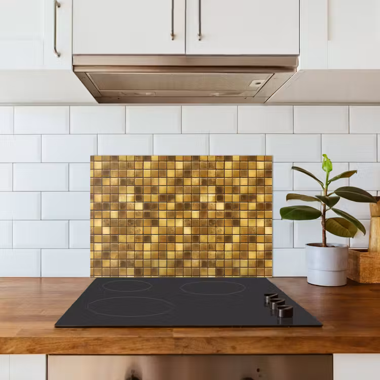 Spatscherm keuken - Tegels - Mozaïek - Luxe - Warm Goud — 3