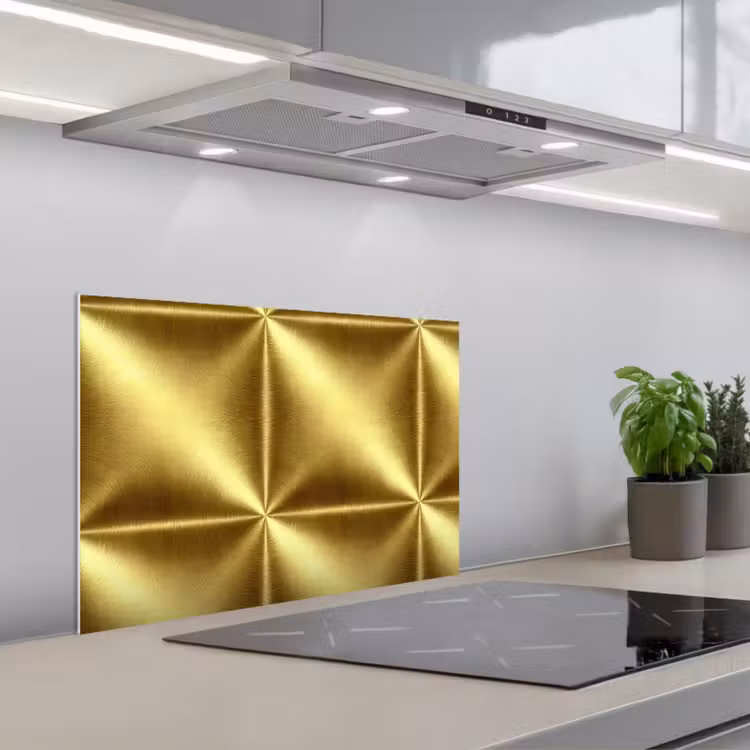 Spatscherm keuken - Textuur - Geborsteld Goud - Industrieel - Metallic — 1