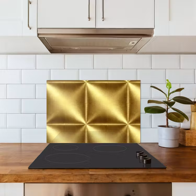 Spatscherm keuken - Textuur - Geborsteld Goud - Industrieel - Metallic — 3