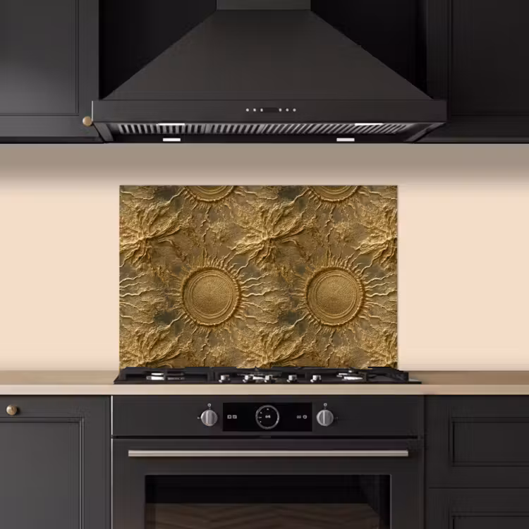 Spatscherm keuken - Zon - Reliëf - Antiek - Goud — 5