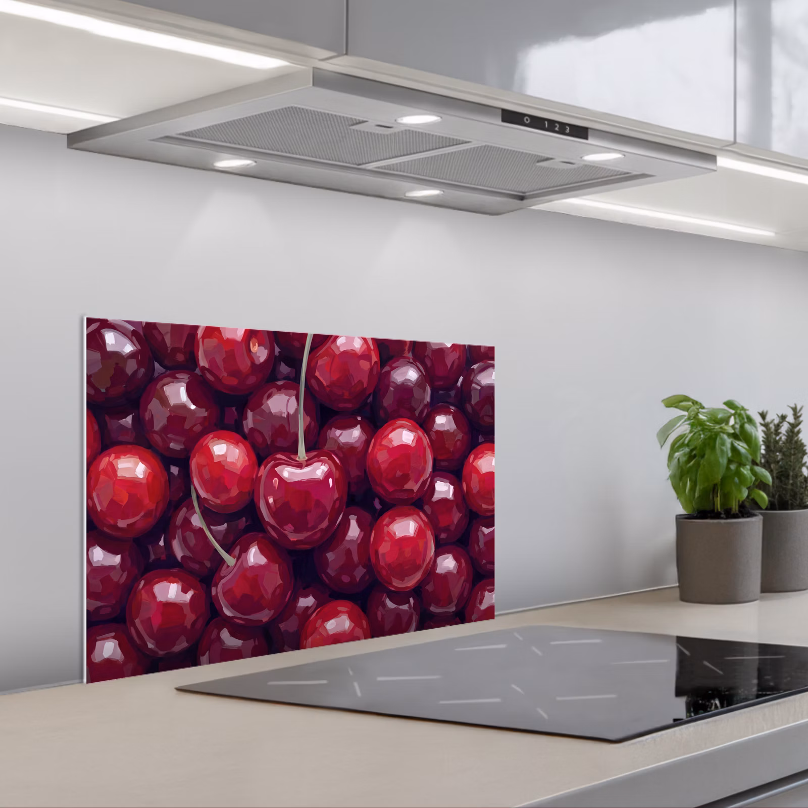 Spatscherm keuken - Fruit - Kersen - Eten - Modern - Rood — 1