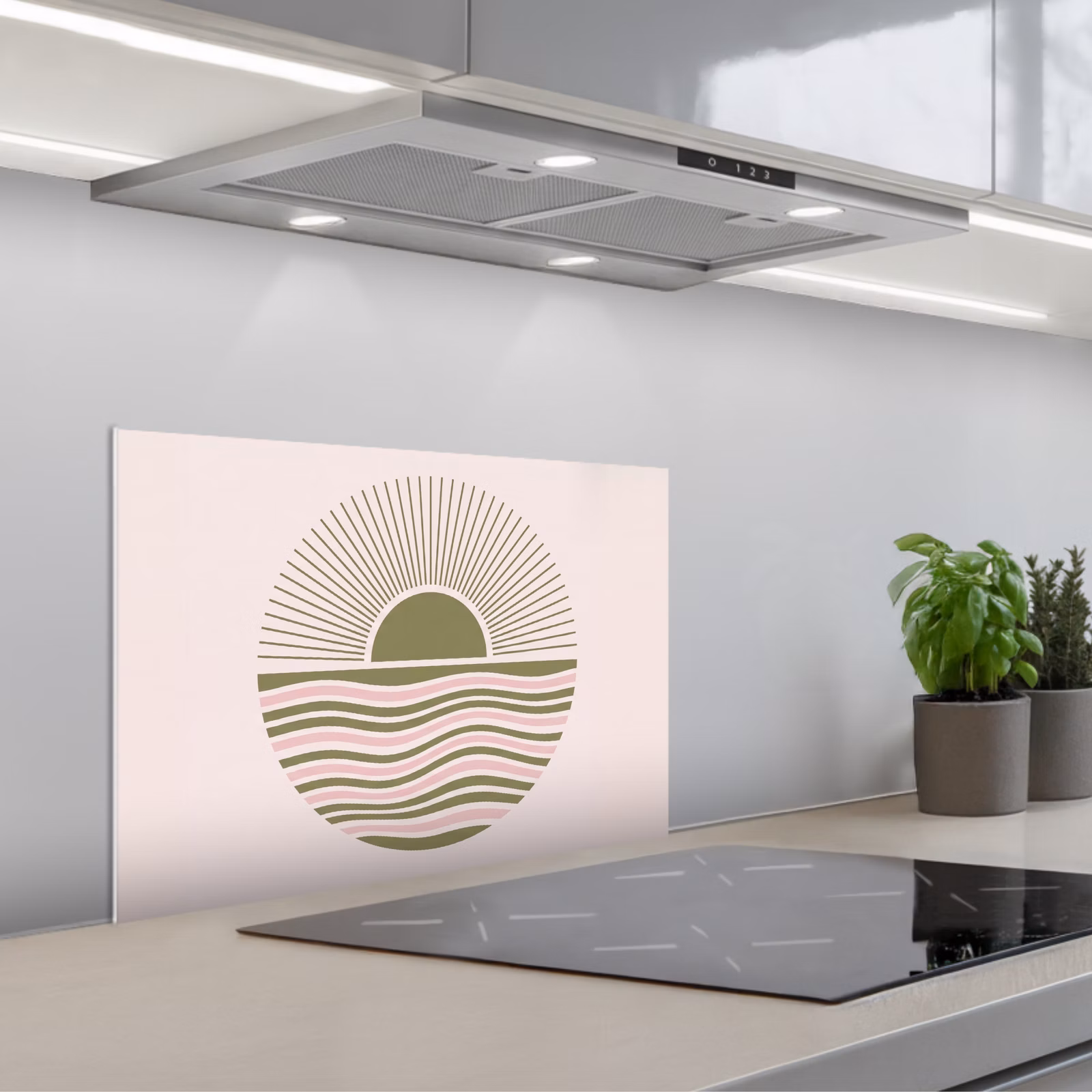 Spatscherm keuken - Zon - Zee - Abstract - Modern - Roze — 1