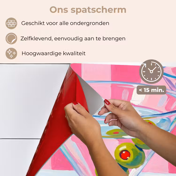 Spatscherm keuken - Cocktail - Olijven - Kunst - Modern - Roze — 4