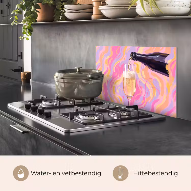 Spatscherm keuken - Drank - Inschenken - Feest - Abstract - Roze — 2