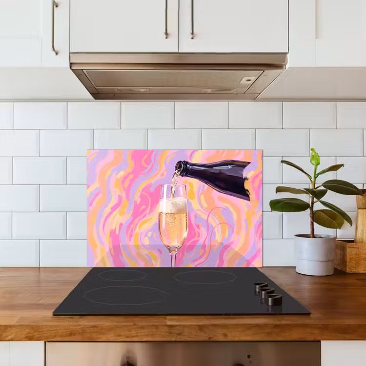 Spatscherm keuken - Drank - Inschenken - Feest - Abstract - Roze — 3