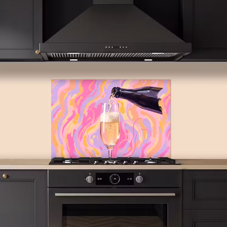 Spatscherm keuken - Drank - Inschenken - Feest - Abstract - Roze — 5