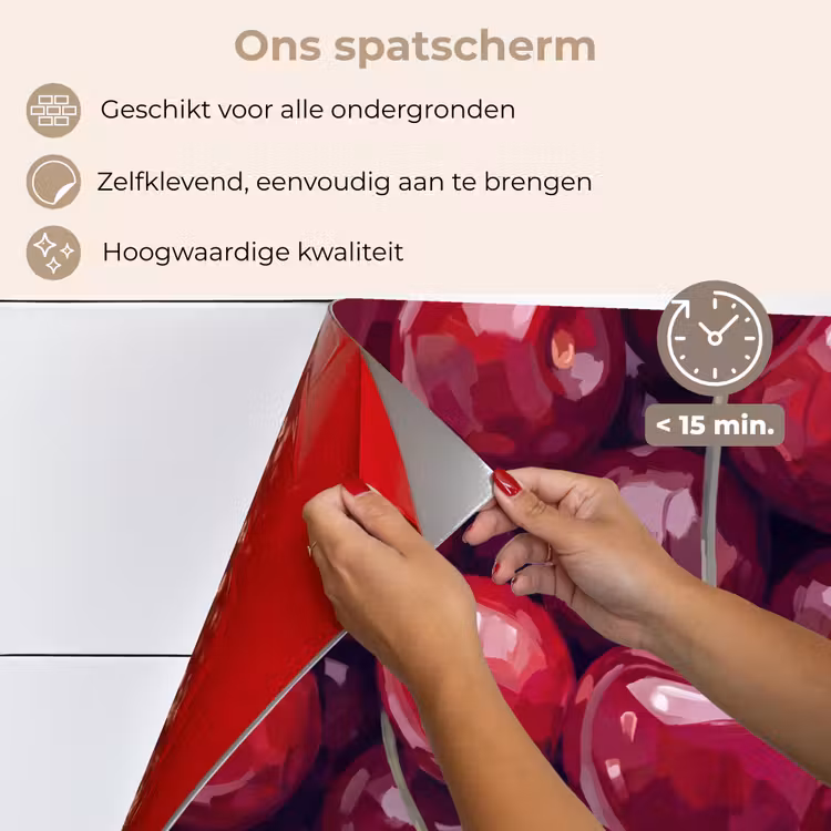 Spatscherm keuken - Fruit - Kersen - Eten - Modern - Rood — 4