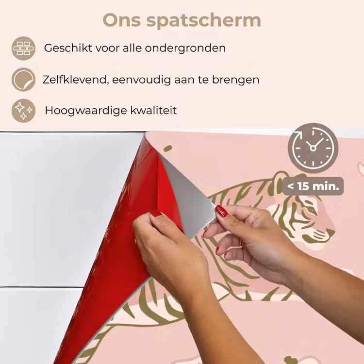 Spatscherm keuken - Kat - Springend - Bloemen - Abstract - Roze — 4