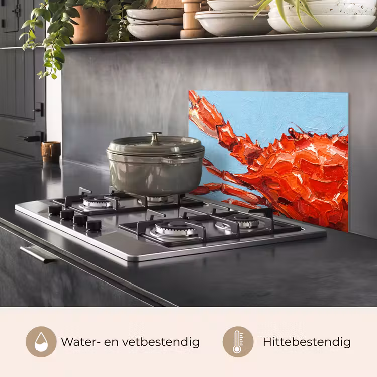 Spatscherm keuken - Krab - Zee - Dieren - Abstract - Rood — 2