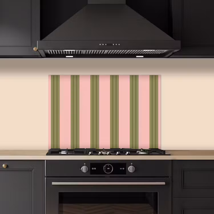 Spatscherm keuken - Patroon - Strepen - Abstract - Roze - Groen — 5