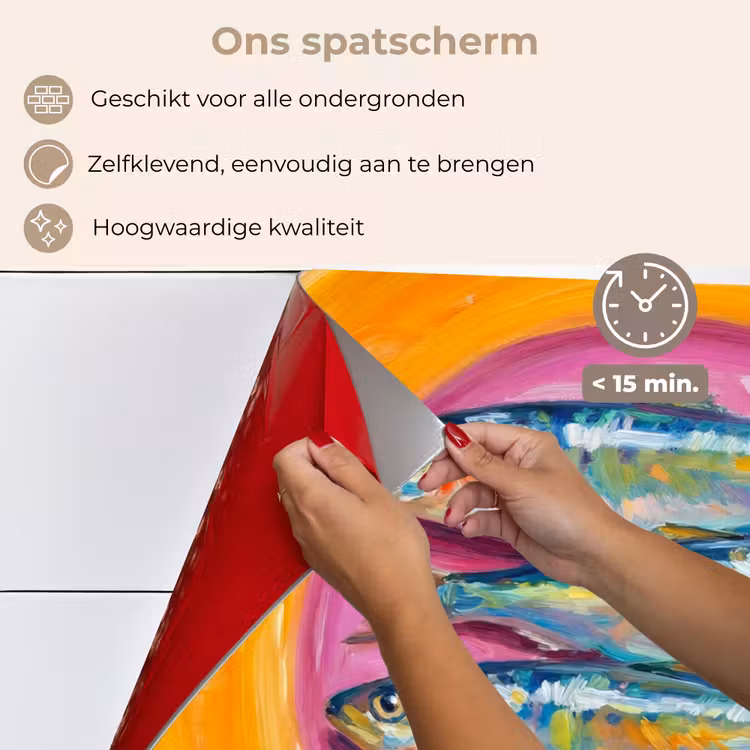 Spatscherm keuken - Vis - Vier - Eten - Modern - Kleurrijk — 4