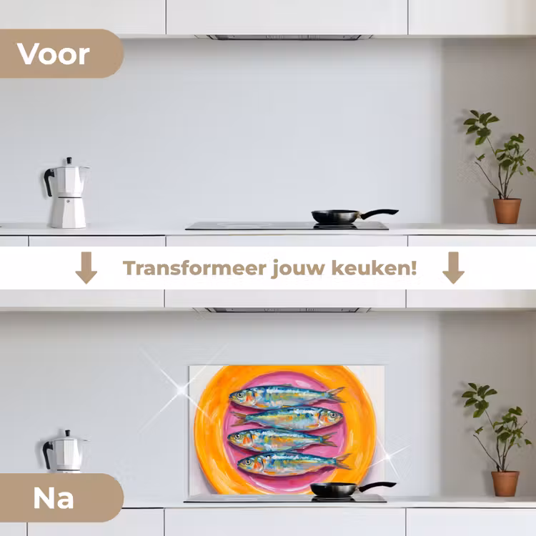 Spatscherm keuken - Vis - Vier - Eten - Modern - Kleurrijk — 7