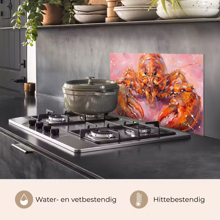 Spatscherm keuken - Zeeleven - Kreeft - Spatters - Abstract - Roze — 2