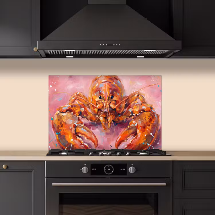 Spatscherm keuken - Zeeleven - Kreeft - Spatters - Abstract - Roze — 5