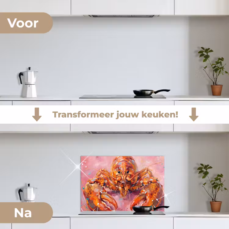 Spatscherm keuken - Zeeleven - Kreeft - Spatters - Abstract - Roze — 7