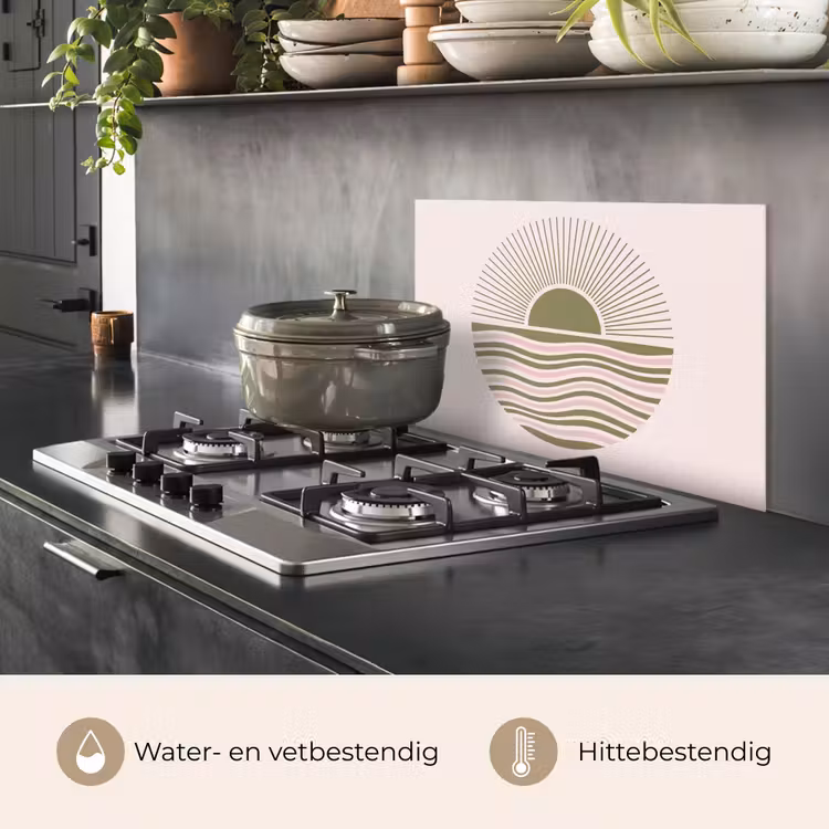 Spatscherm keuken - Zon - Zee - Abstract - Modern - Roze — 2