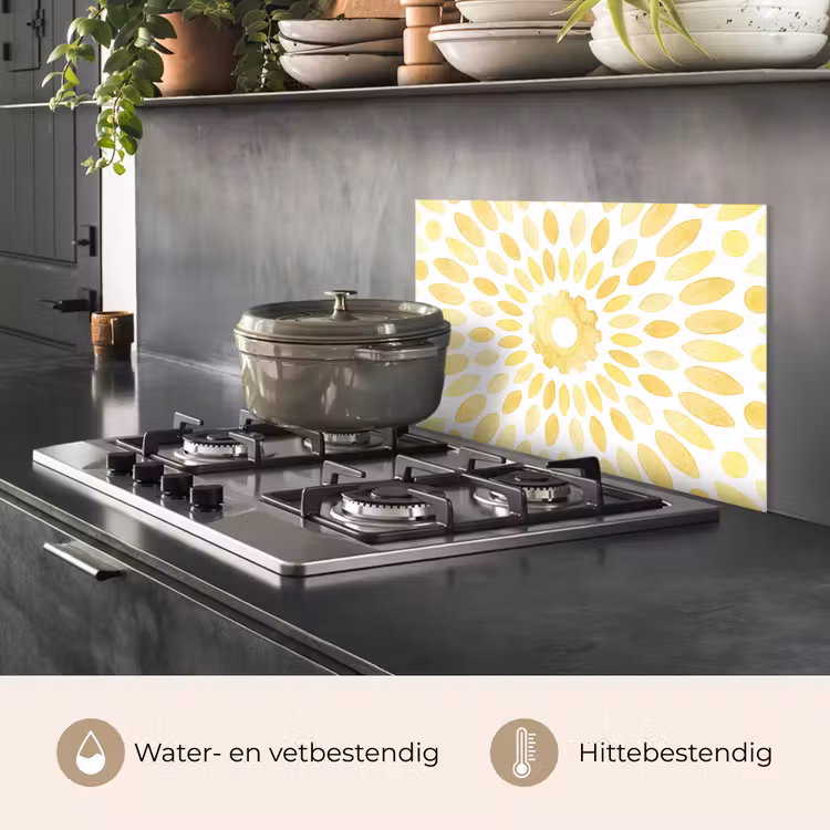 Spatscherm keuken - Abstract - Geometrisch - Stralend - Geel — 2