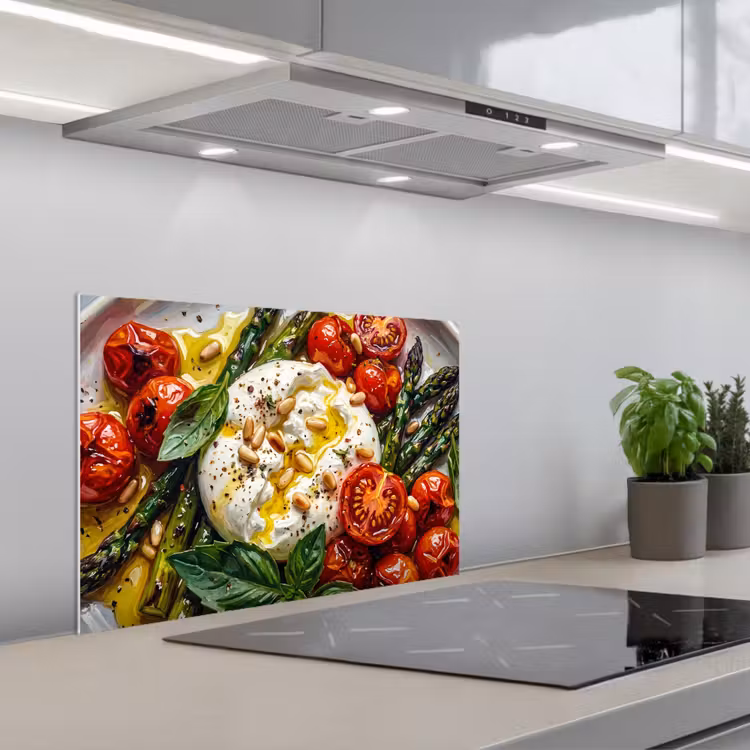 Spatscherm keuken - Eten - Groenten - Kaas - Modern - Vers — 1