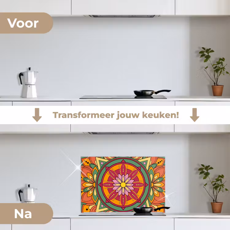 Spatscherm keuken - Mandala - Bloemen - Abstract - Kleurrijk — 7