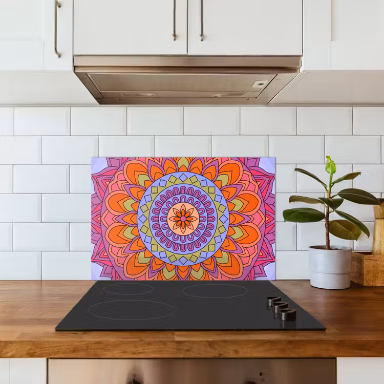 Spatscherm keuken - Mandala - Cirkel - Abstract - Kleurrijk - Patroon — 3