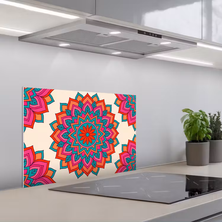 Spatscherm keuken - Mandala - Patroon - Abstract - Kleurrijk - Modern — 1