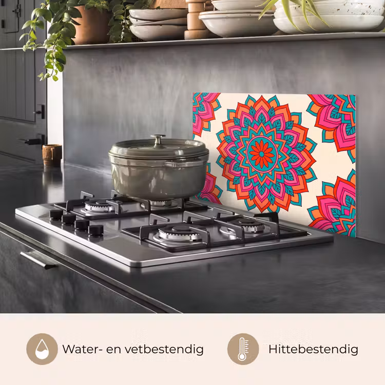 Spatscherm keuken - Mandala - Patroon - Abstract - Kleurrijk - Modern — 2