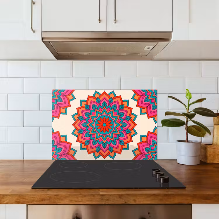 Spatscherm keuken - Mandala - Patroon - Abstract - Kleurrijk - Modern — 3