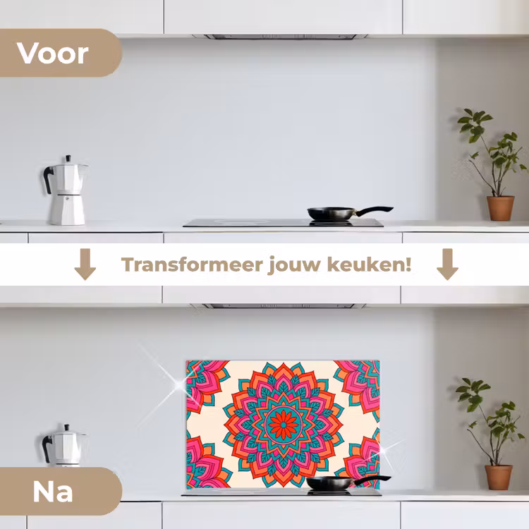 Spatscherm keuken - Mandala - Patroon - Abstract - Kleurrijk - Modern — 7