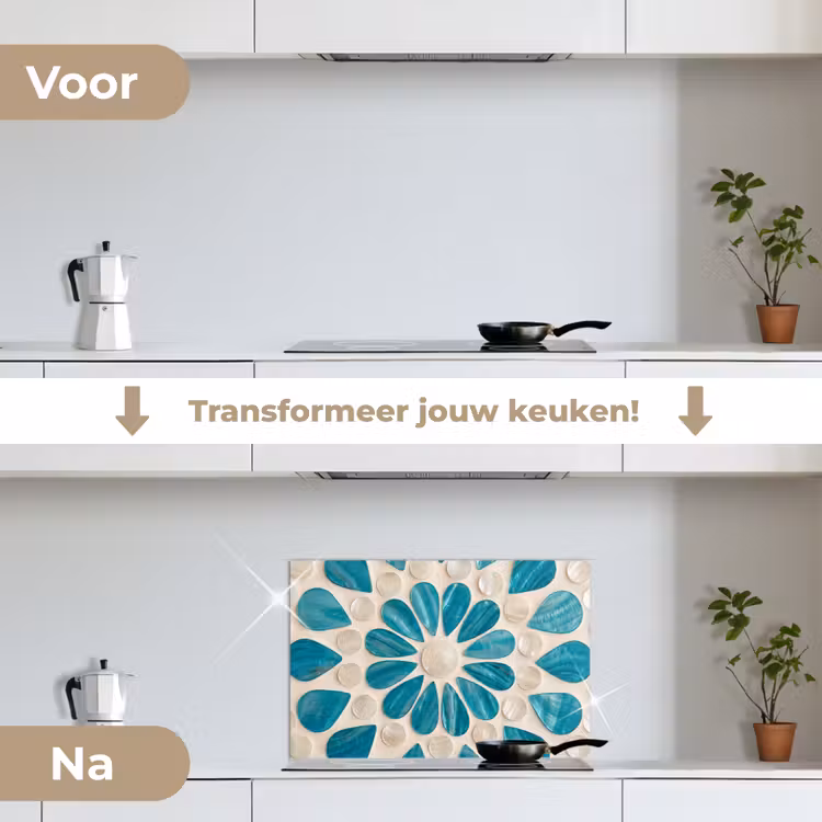 Spatscherm keuken - Patroon - Mozaïek - Schelpen - Abstract - Turquoise — 7