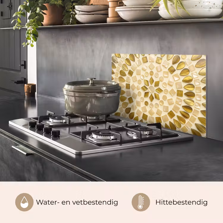 Spatscherm keuken - Patroon - Vormen - Mozaïek - Abstract - Goud — 2