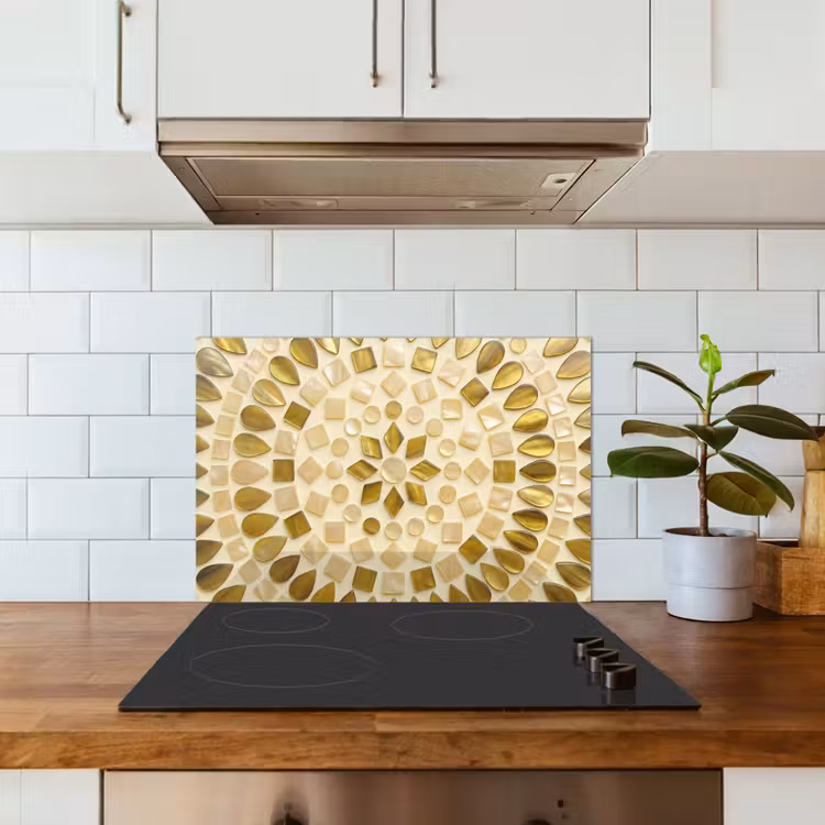 Spatscherm keuken - Patroon - Vormen - Mozaïek - Abstract - Goud — 3