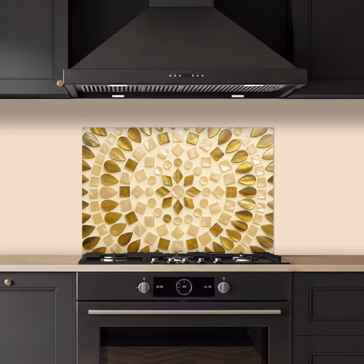 Spatscherm keuken - Patroon - Vormen - Mozaïek - Abstract - Goud — 5