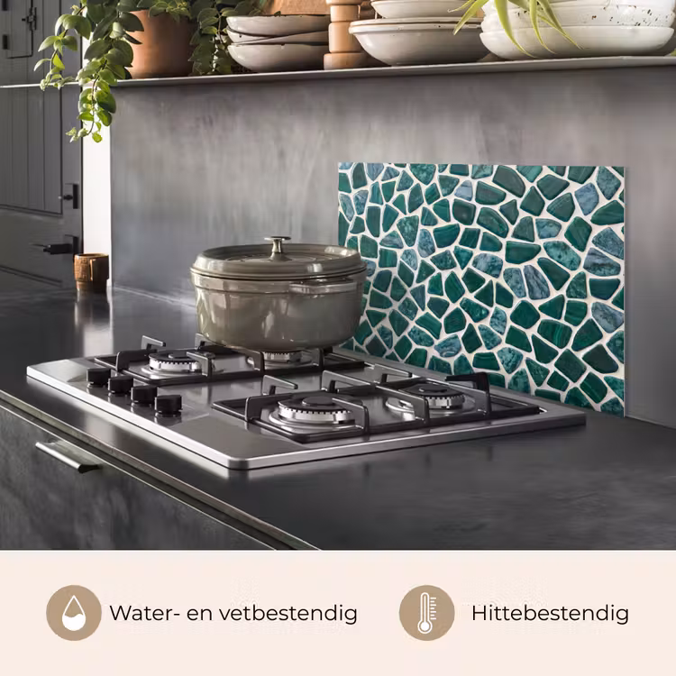 Spatscherm keuken - Textuur - Steen - Groen - Abstract - Patroon — 2