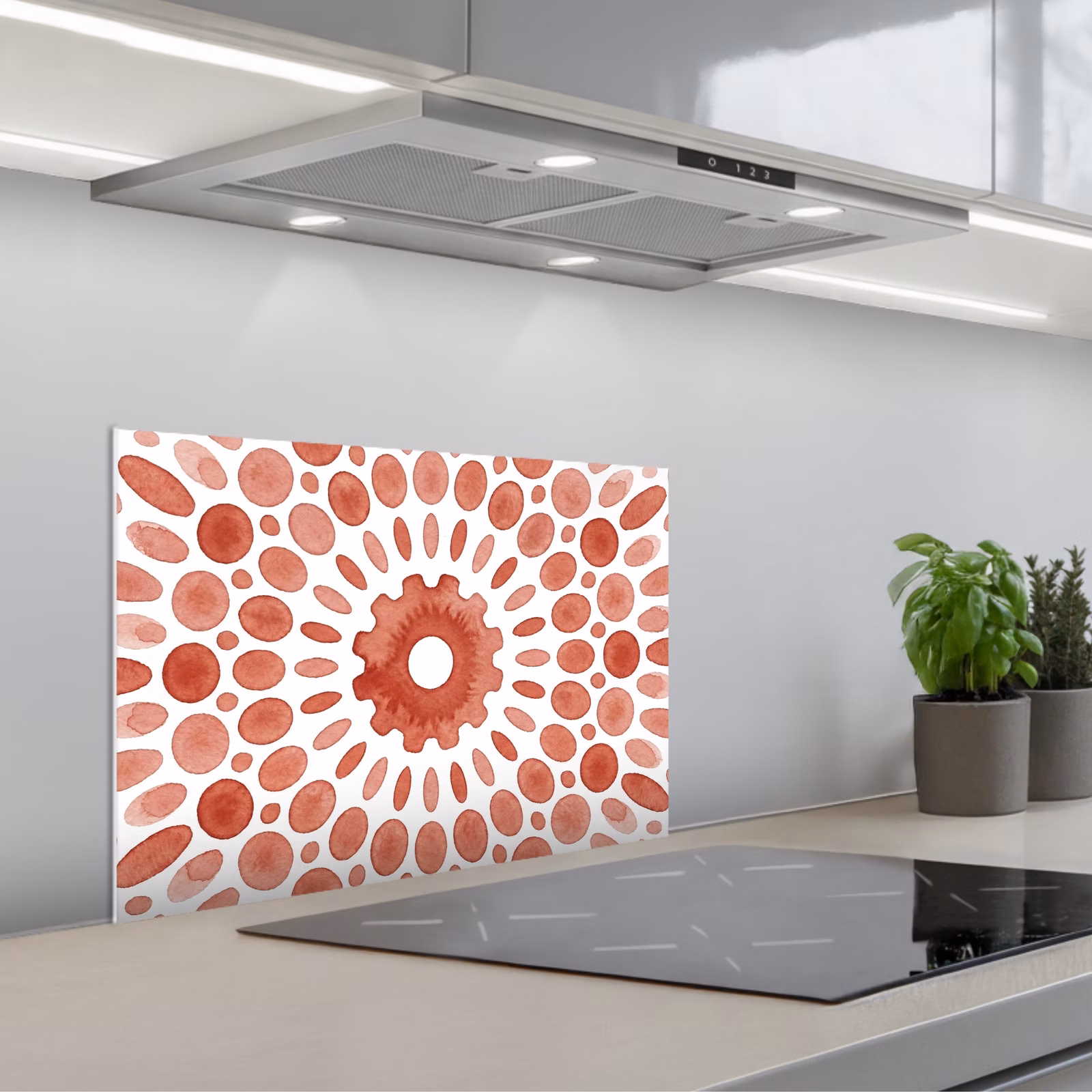 Spatscherm keuken - Patroon - Cirkels - Abstract - Modern - Rood — 1