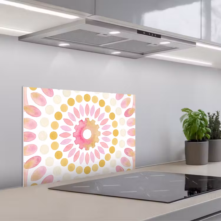 Spatscherm keuken - Abstract - Mandala - Kunst - Modern - Roze — 1