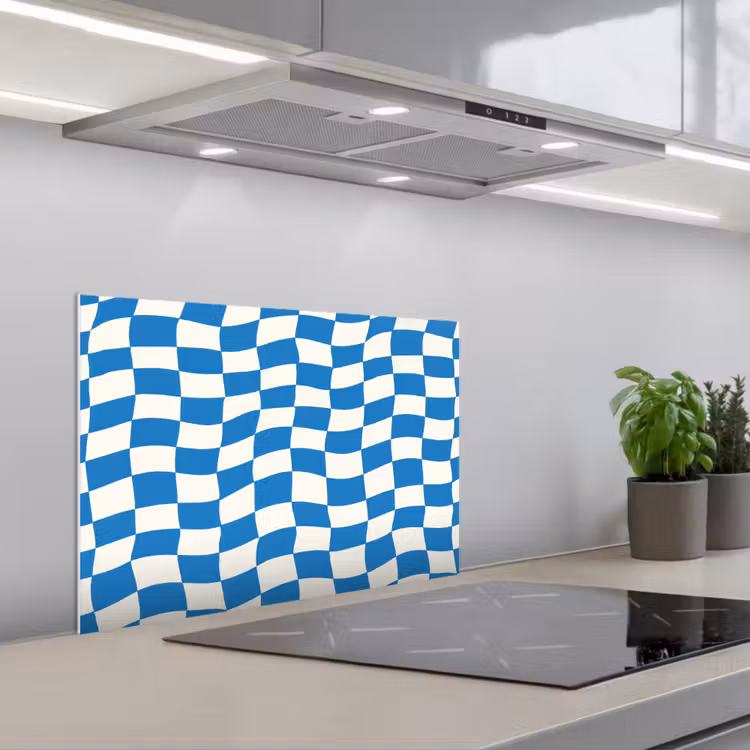 Spatscherm keuken - Golvend - Patroon - Blauw — 1