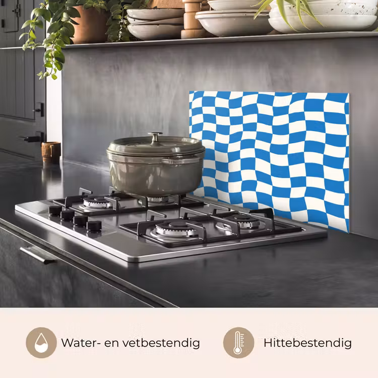 Spatscherm keuken - Golvend - Patroon - Blauw — 2