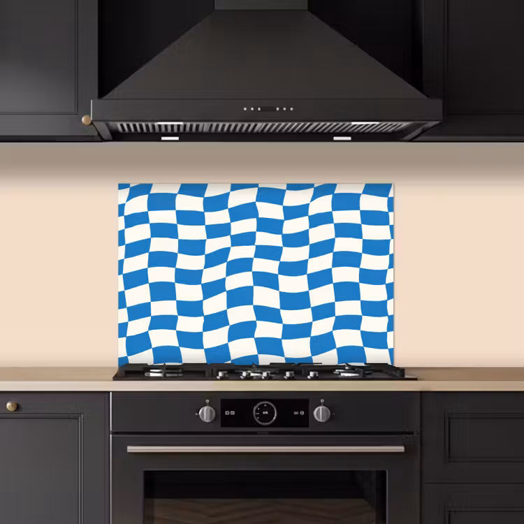 Spatscherm keuken - Golvend - Patroon - Blauw — 5