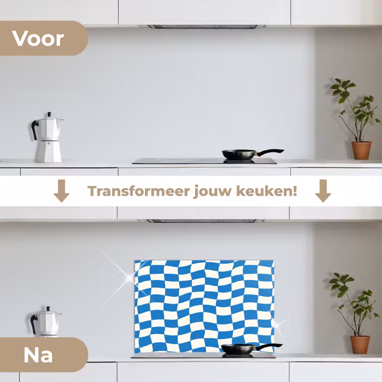 Spatscherm keuken - Golvend - Patroon - Blauw — 7