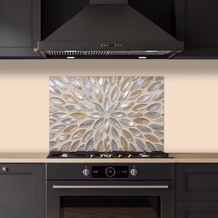 Spatscherm keuken - Patroon - Ovaal - Glanzend - Abstract - Beige — 5