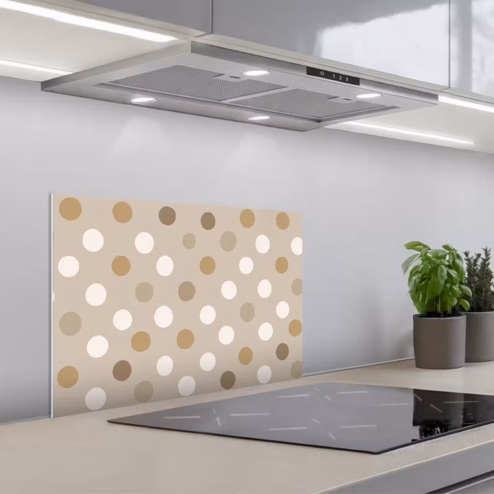 Spatscherm keuken - Polka - Dots - Beige — 1