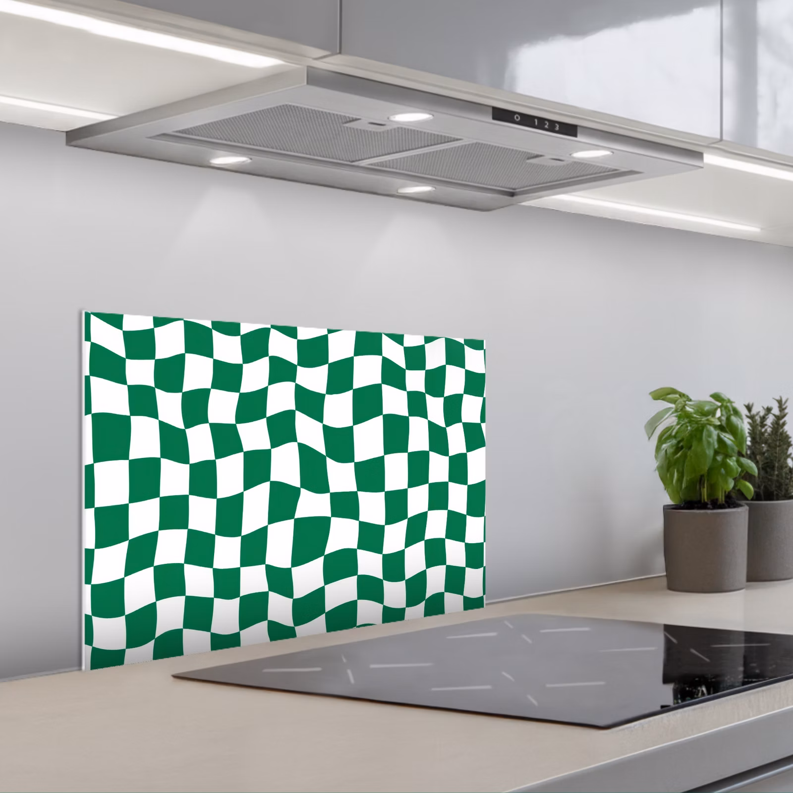 Spatscherm keuken - Schaakbord - Golvend - Groen — 1