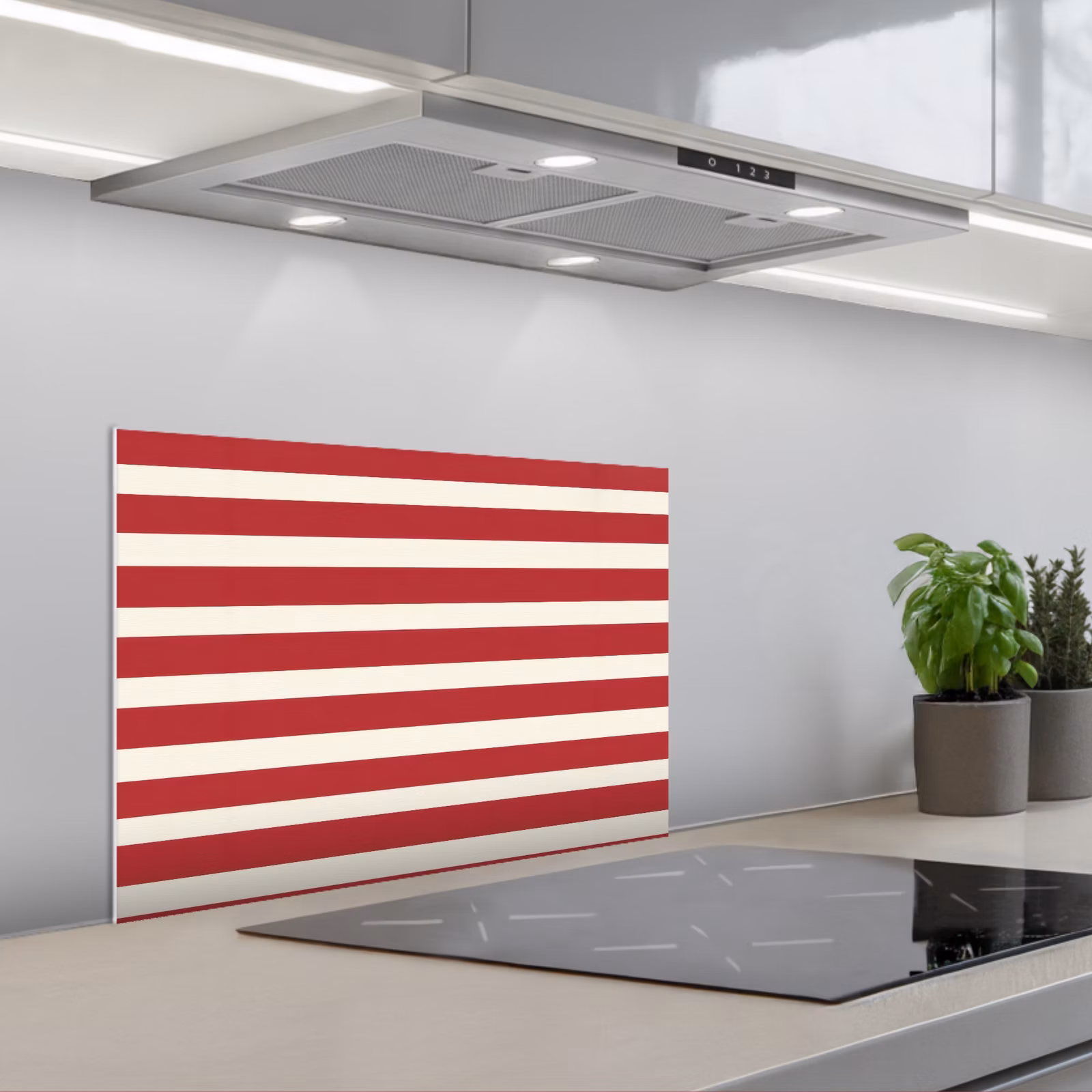 Spatscherm keuken - Strepen - Patroon - Rood — 1
