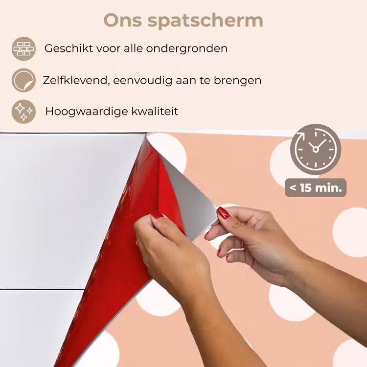 Spatscherm keuken - Klassiek - Polka - Perzik — 4