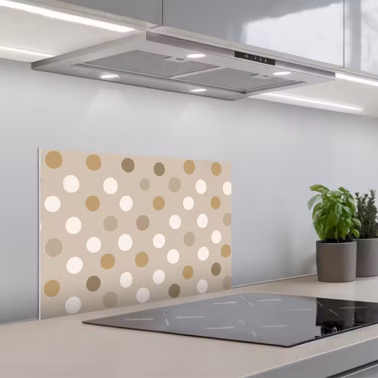 Spatscherm keuken - Polka - Dots - Beige — 1