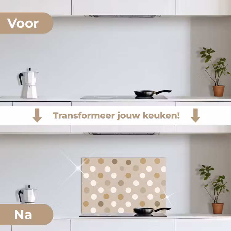 Spatscherm keuken - Polka - Dots - Beige — 7