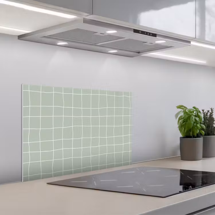 Spatscherm keuken - Ruitpatroon - Golvend - Groen — 1